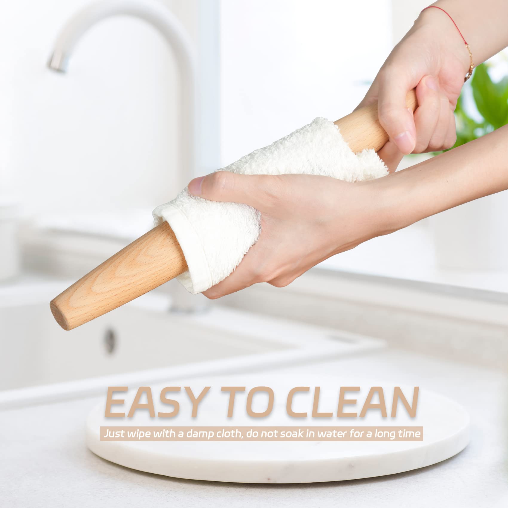 11.8 Inch French Beech Wood Rolling Pin for Baking - Tapered Dough Roller for Pizza, Pie Crust, Cookies, Fondant & Dumplings | Perfect for Home Bakers & Professional Kitchens