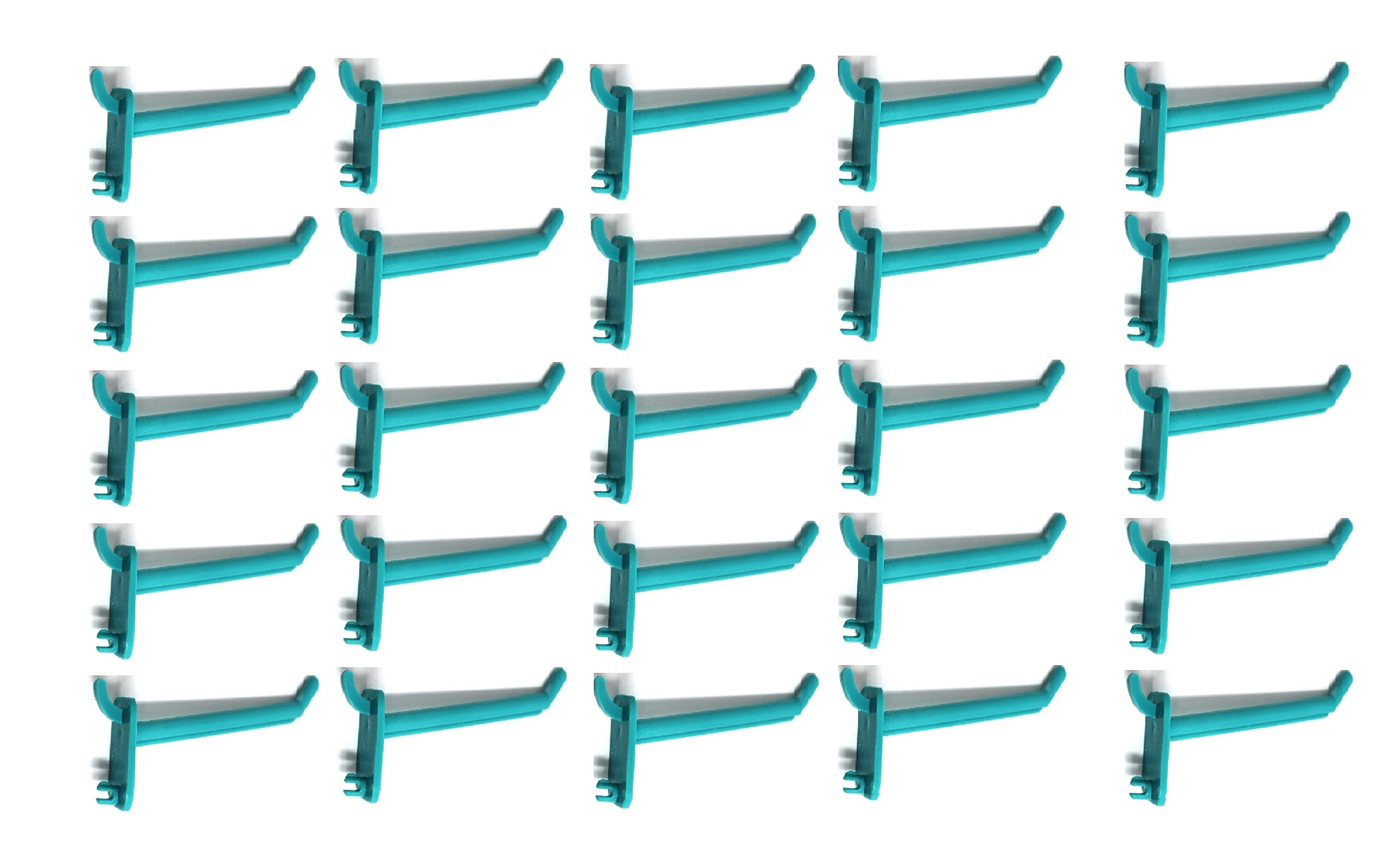 JSP Manufacturing Teal Plastic Pegboard Hooks - 2 Inch, 4 Inch, 6 Inch Sizes (Pack of 100) for Garage, Tools, Storage, Jewelry & Craft Organization - Perfect for Wall Mounting, Workshop & DIY Projects
