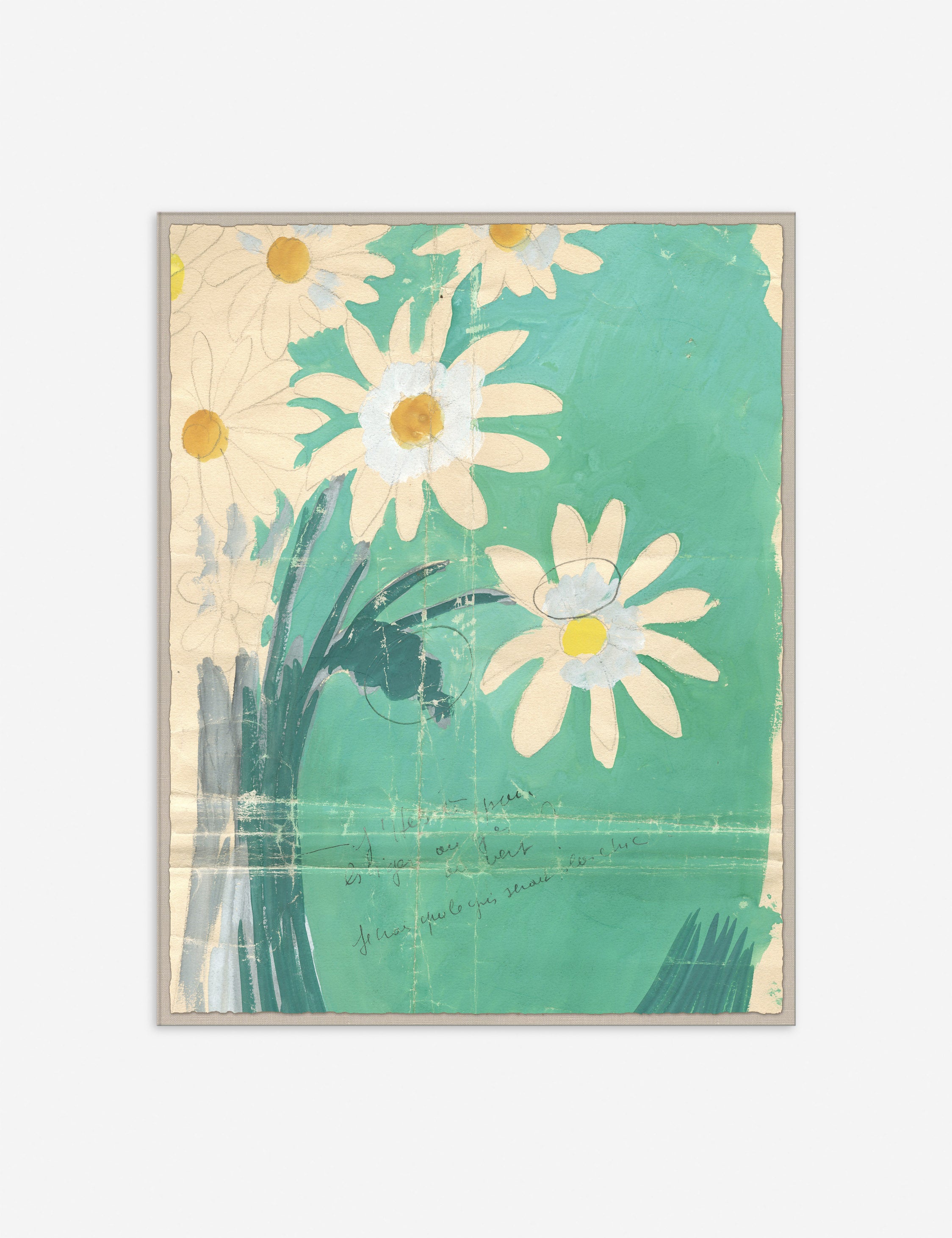Paule Marrot Daisy Print Bouquet - Vintage Floral Wall Art for Home Decor, Living Room & Bedroom Aesthetic