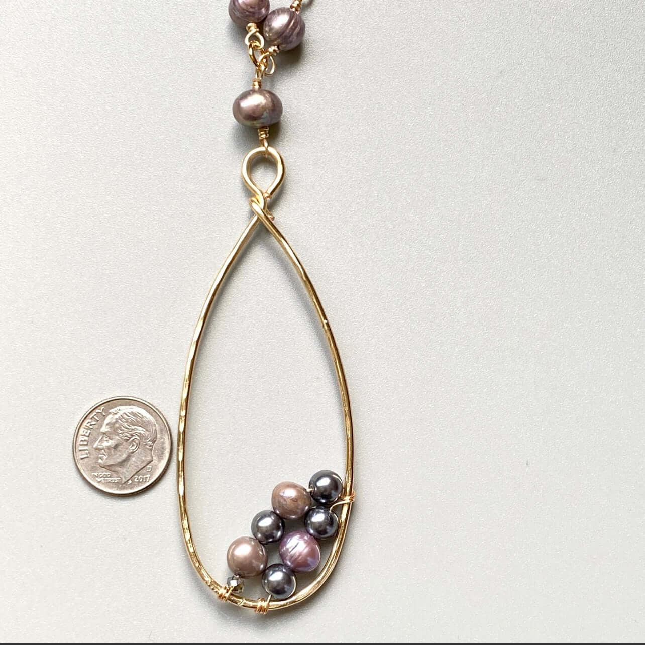 Handmade Peacock Pearl & Teardrop Hoop Pendant Necklace - Elegant Jewelry Gift for Women | Perfect for Weddings, Parties & Special Occasions