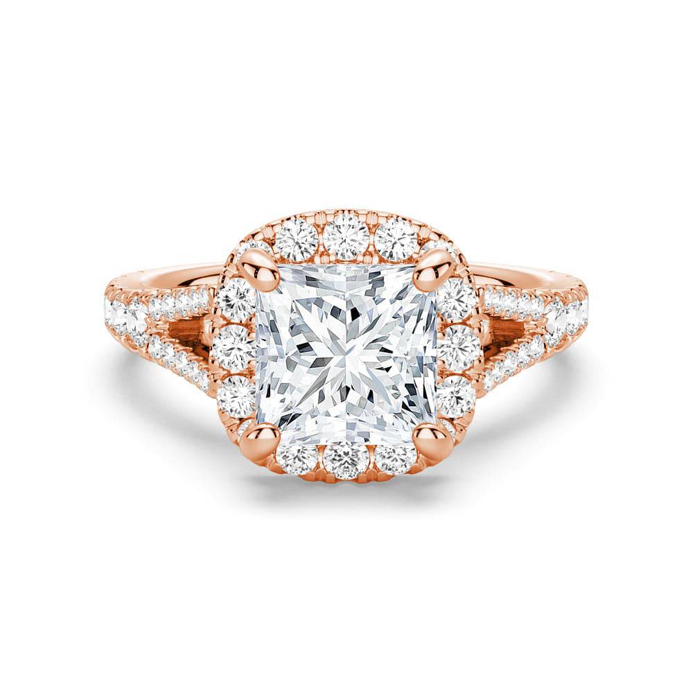Princess Cut Split Shank Moissanite Halo Engagement Ring - 1.5ct Diamond Alternative Wedding Ring for Women, Proposal Gift, Anniversary Jewelry (Perfect for Bridal, Valentine's Day & Special Occasions)