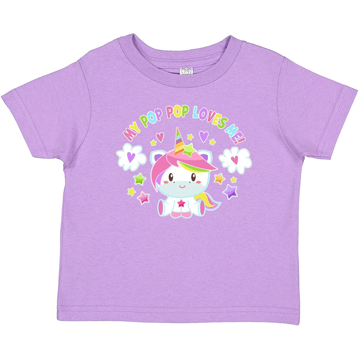 Inktastic My Pop Pop Loves Me Cute Rainbow Unicorn Baby T-Shirt - Soft Cotton Toddler Tee for Grandparents Day, Birthday Gifts & Family Photos