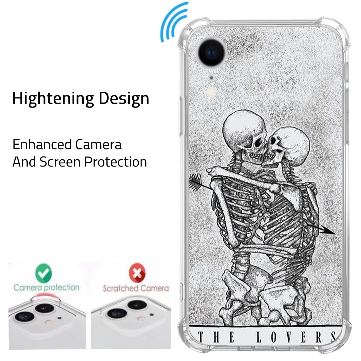 The Lovers Tarot iPhone XR Case - Trendy Skeleton Tarot Black TPU Bumper Cover for Women & Men | Perfect for Mystic Aesthetics, Daily Protection & Gift Giving