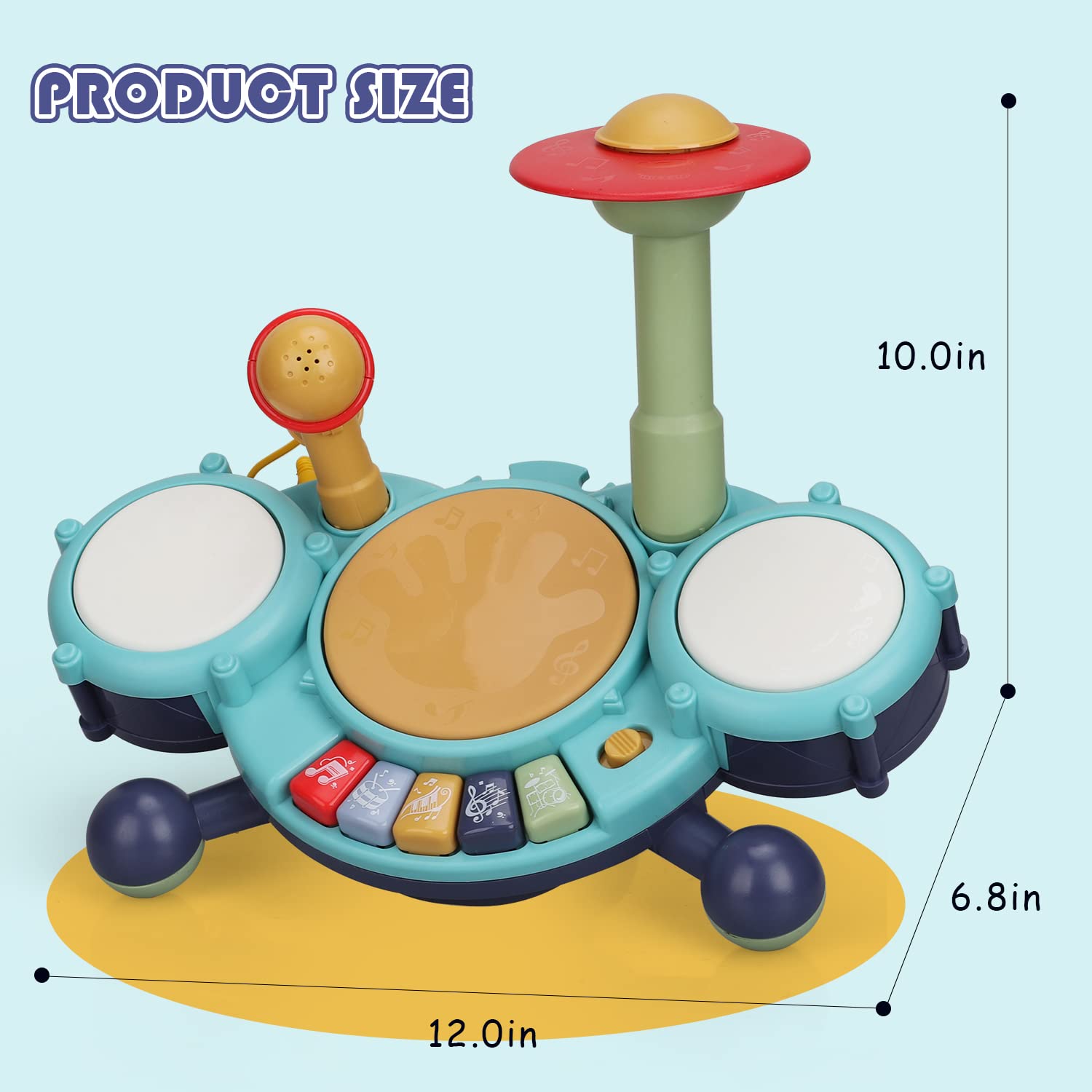 TOY Life 5-in-1 Musical Instrument Set for Toddlers 1-3 Years - Baby Drum Set, Keyboard & Microphone - Educational Toys for Boys & Girls - Perfect for Birthday Gifts & Early Childhood Music Development