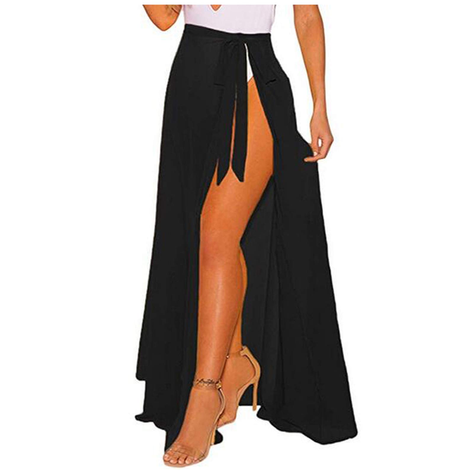 Kuluzego Women's Swim Dress Wrap Mesh Slit Beach Cover Up - Long Flowy Skirt Swimwear Bikini Coverup for Pool, Vacation & Summer Outfits | 2022 Fashion Trendy Design C6