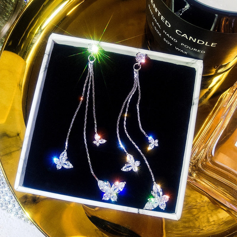 Fluttering Twinkling Butterfly Earrings for Women - Elegant Dangle Jewelry for Parties, Weddings & Everyday Wear