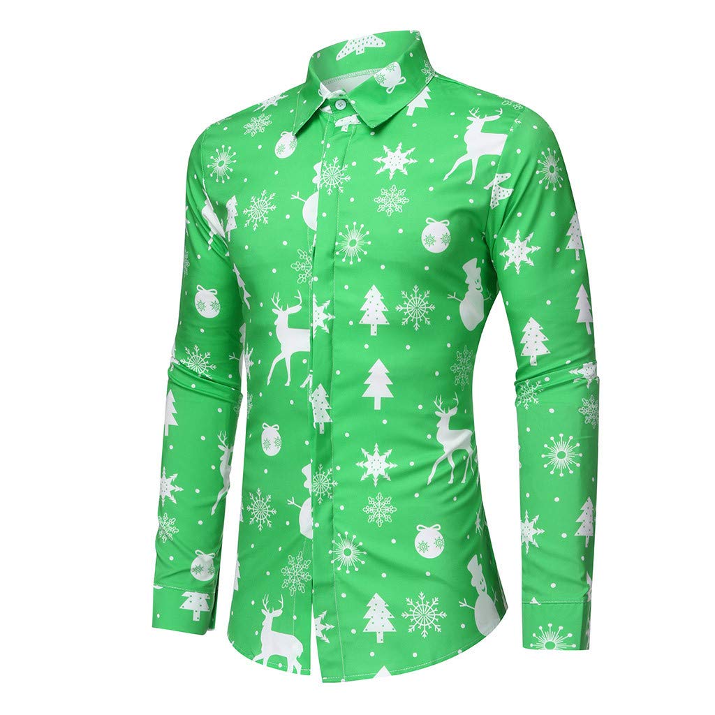 Funny Men's Ugly Christmas Reindeer Button Down Shirt - Festive Holiday Party Outfit for Xmas, Office Dress Up & Family Gatherings
