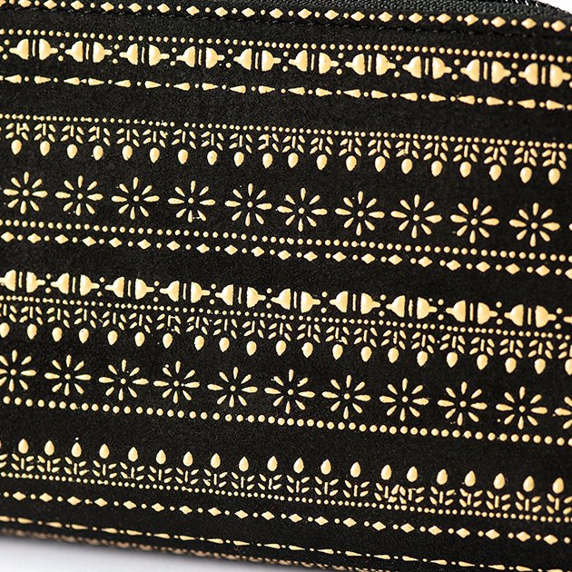 Premium Japanese Deerskin Leather Wallet with Urushi Lacquer - Egyptian Pattern in Gray & Black | Handcrafted in Japan | Perfect for Men's Everyday Carry & Luxury Gift Giving