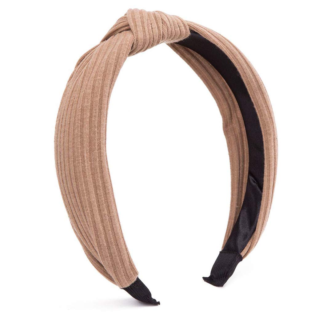 MHDGG Wide Knot Turban Headband for Women & Girls - Stylish Khaki Hair Accessory for Casual, Work & Fashion Outfits