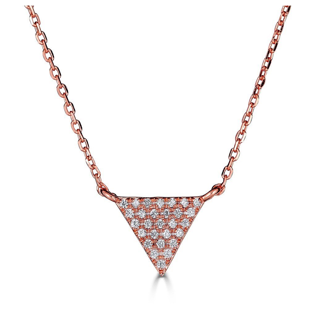 14KT Gold 1/10 CTW Diamond Triangle Pendant Necklace for Women - Elegant Everyday Jewelry & Special Occasion Gift