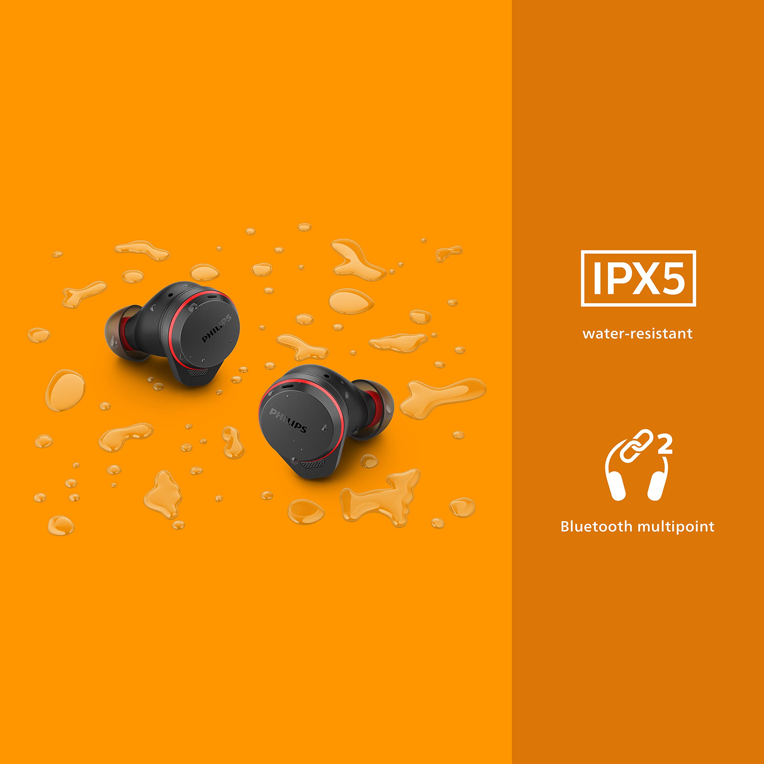 Philips GO A7507 Wireless Sports Headphones with Active Noise Cancelling (ANC), Bluetooth Multipoint & Bone Conduction Mic - Crystal Clear Calls, Sweatproof & Secure Fit for Running, Gym Workouts & Outdoor Activities - Black