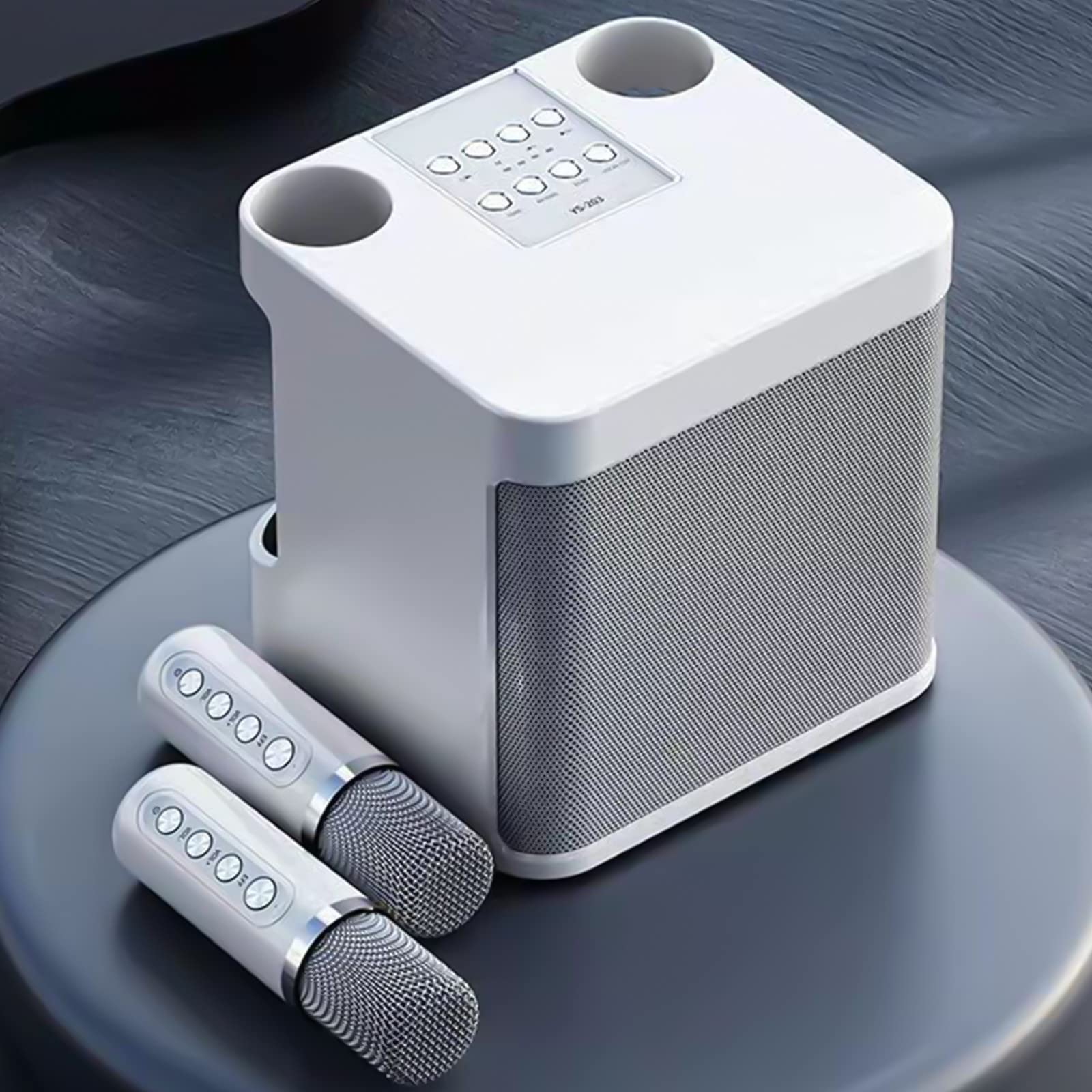 Yanvan Bluetooth Karaoke Speaker with Wireless Dual Microphones - Portable All-in-One KTV Machine for Home Parties, Outdoor Gatherings & Family Entertainment (White)