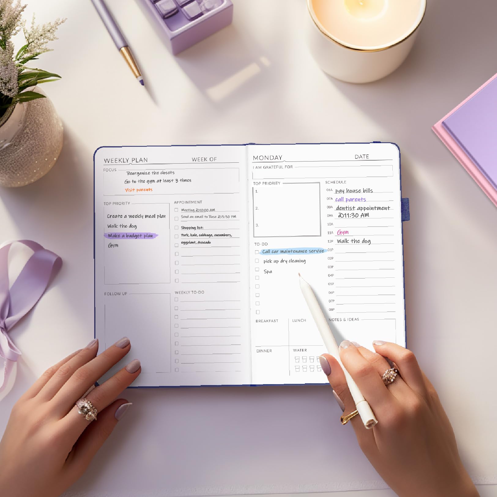 2025 Undated Weekly Planner - Forvencer Simplified Daily, Weekly & Monthly Calendar Organizer - Cute A5 Pink Notebook for Goal Tracking & Task Management - Perfect for Students, Professionals & Busy Moms - Start Anytime Productivity Journal