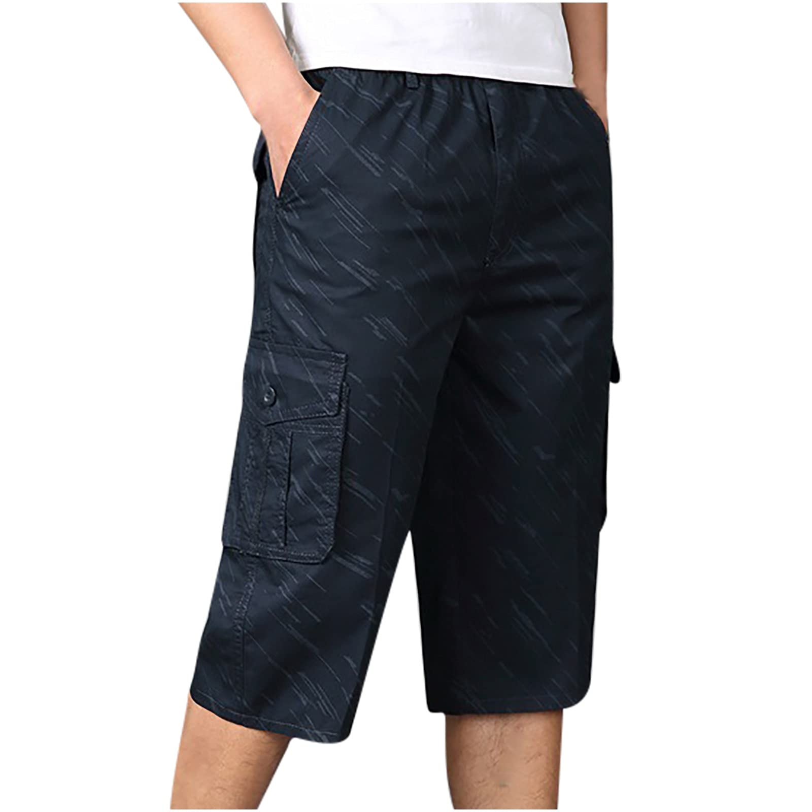 Men's Cargo Shorts - Loose Fit Stretch Elastic Waist Outdoor Shorts with Multiple Pockets | Comfortable Casual Sweatpants for Hiking, Travel & Summer Activities