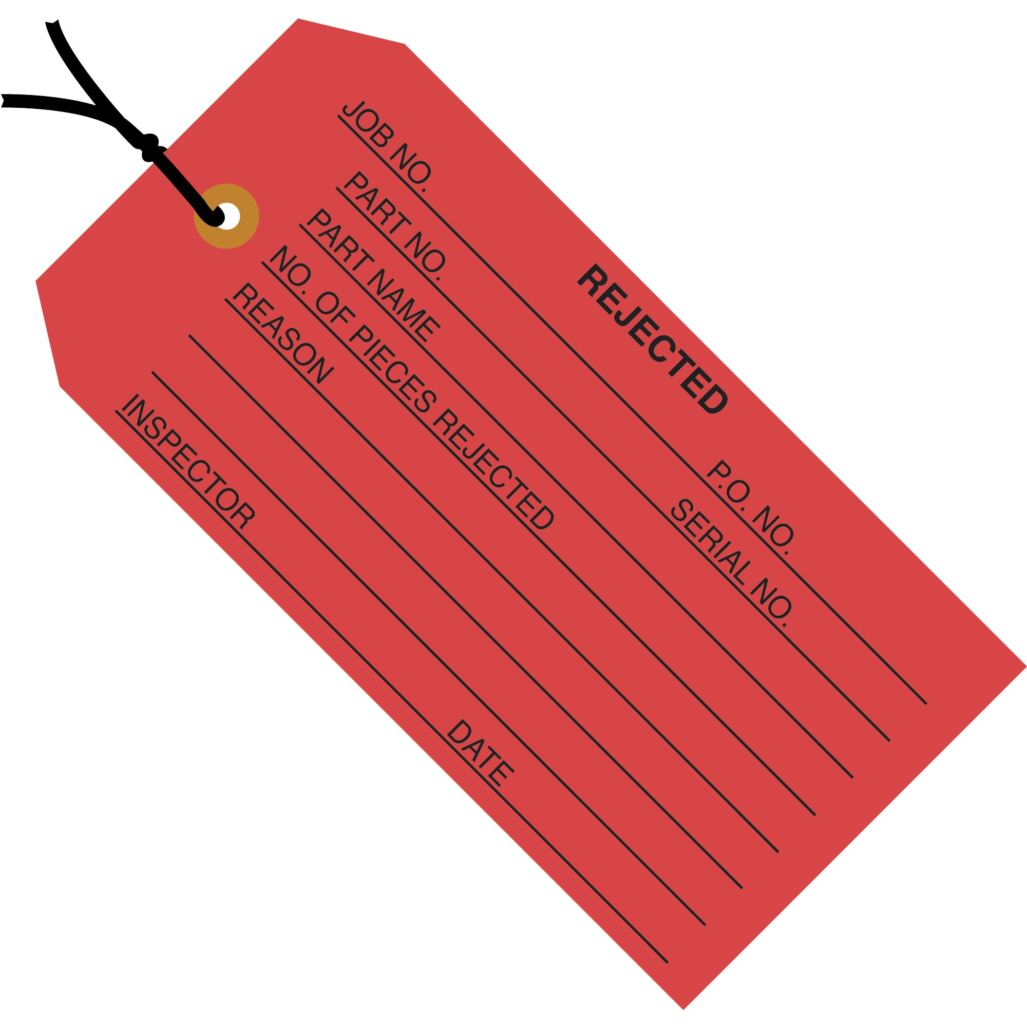 Aviditi G20032 13-Point Cardstock Pre-Strung Rejected Inventory Tags - 4.75