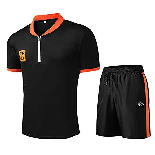 W JIANWANG Men's Summer Running Outfits - Breathable 2-Piece Tracksuit Set with T-Shirt & Shorts for Jogging, Gym Workouts, and Casual Wear
