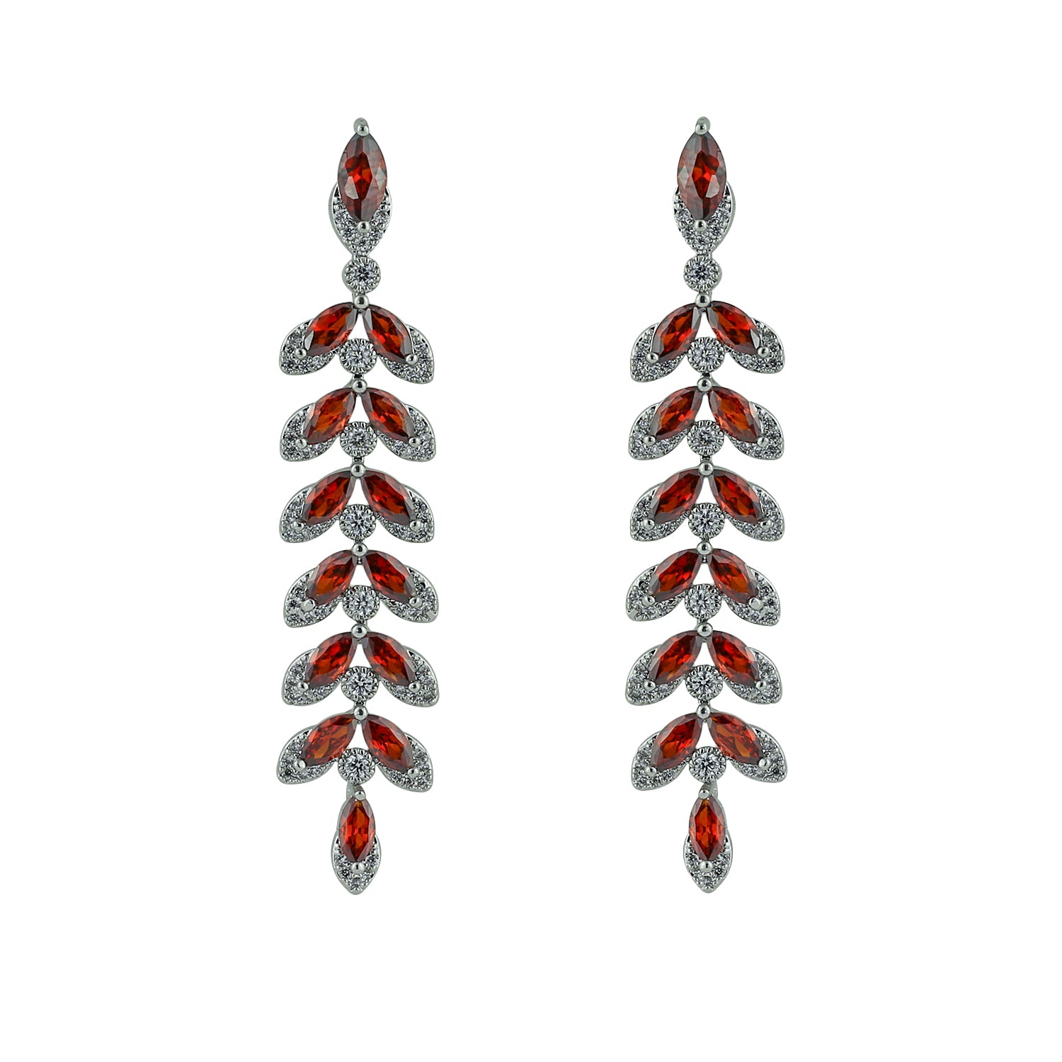 Cubic Zirconia Drop Dangle Bridal Wedding Leaf Earrings CE10081 - Elegant Jewelry for Weddings, Parties & Special Occasions