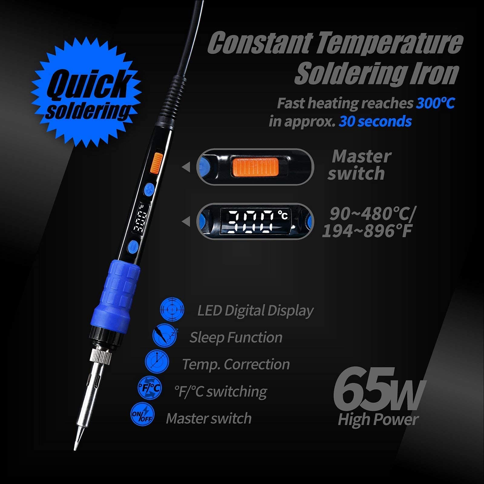 YIHUA 928D Professional Soldering Iron Kit with X-4 Premium Stand - 17-Piece Set for Electronics Repair, DIY Projects & Home Improvement (Includes Backup Iron Holder)