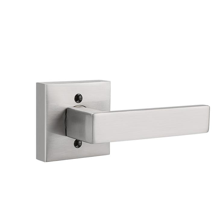 **Probrico Satin Nickel Square French Half-Dummy Handles - Non-Turning Stainless Steel Single Dummy Levers - Heavy Duty Closet, Balcony & Pantry Hardware (3 Pack, Exposed Screws) - Perfect for Cabinets, Doors & Drawers**