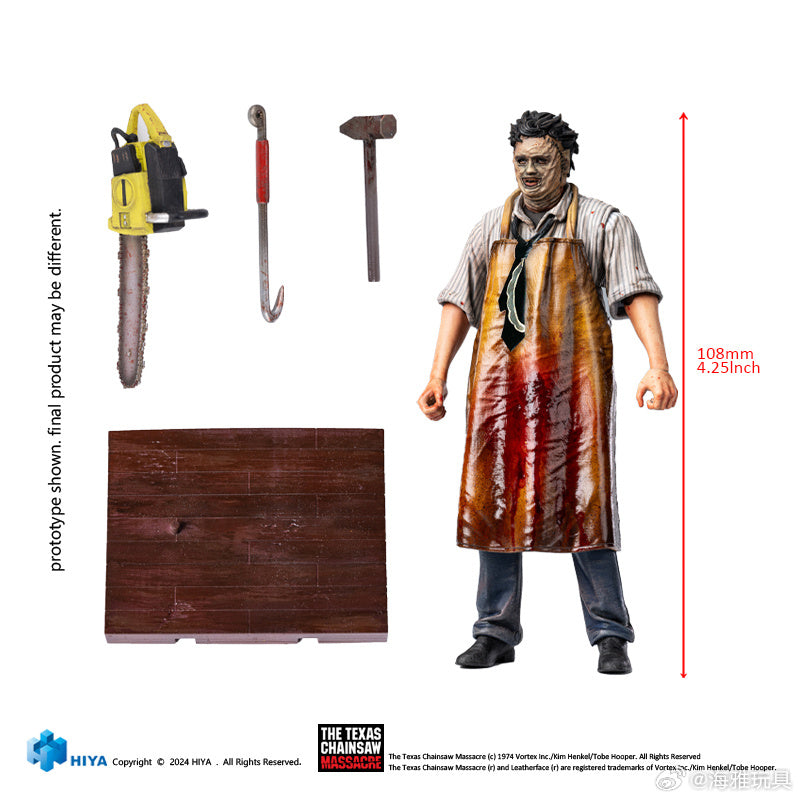 1/18 Scale HIYA 4-Inch Leatherface Action Figure - Texas Chainsaw Massacre Killer Mask Collectible for Horror Fans & Movie Enthusiasts | Perfect for Display, Cosplay & Halloween Decor