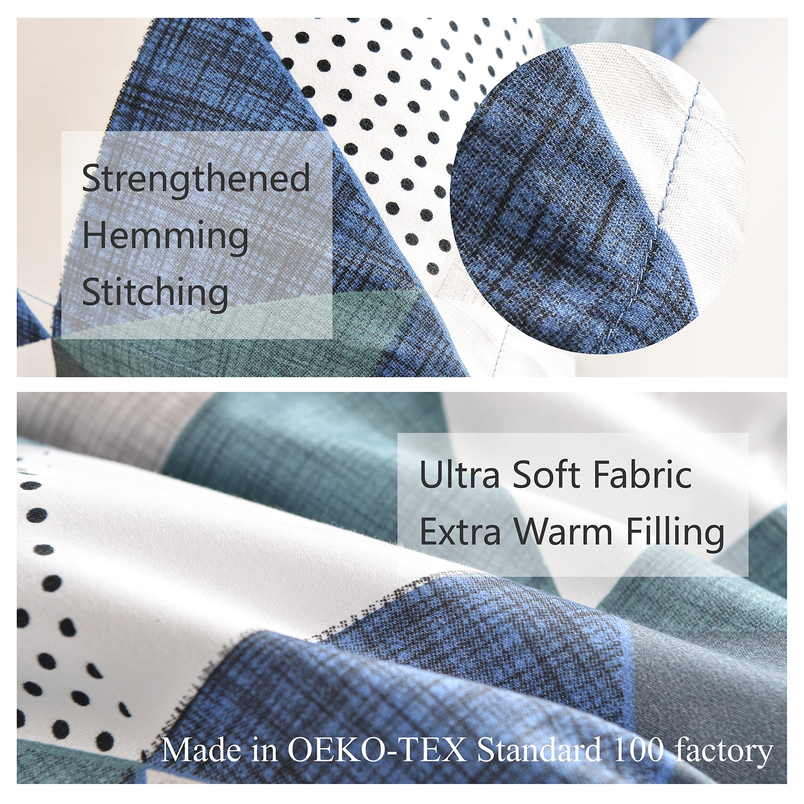Premium Down Alternative Comforter Set - Ultra Soft Microfiber 3-Piece Bedding (1 Comforter + 2 Shams) | OEKO-TEX Certified | Full/Queen Size | Blue Floral Design | Perfect for Cozy Bedrooms & Guest Rooms