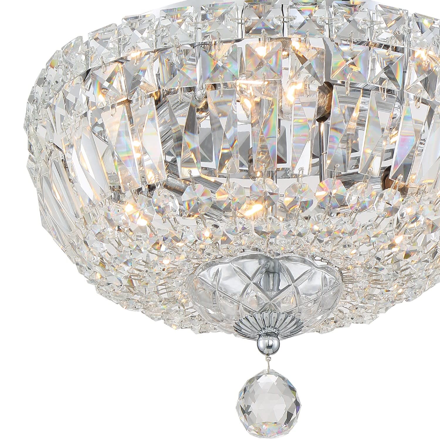 Crystorama Roslyn 4-Light Polished Chrome Flush Mount Ceiling Light Fixture - Modern Lighting for Bedroom, Kitchen, Hallway & Entryway