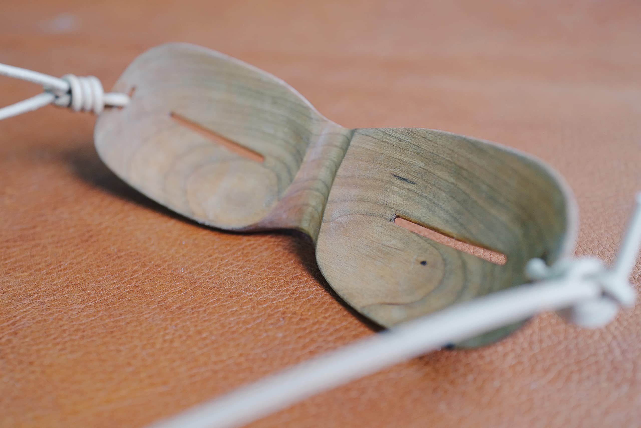 Handmade Inuit Wooden Snow Goggles - Traditional Anti-Glare Eyewear for Winter Sports & Arctic Adventures
