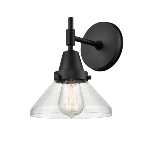 Innovations 447-1W-BK-G4474 Modern Black Wall Sconce Light Fixture - Perfect for Bedroom, Hallway, and Living Room Lighting Decor