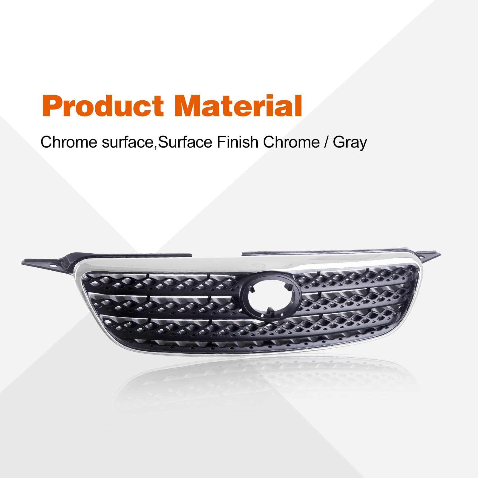 Perfit Liner Front Grille Grill Chrome Molding with Gray Insert for 2005-2008 Toyota Corolla | TO1200278 5310002090 | Perfect for Car Customization & Auto Body Upgrades
