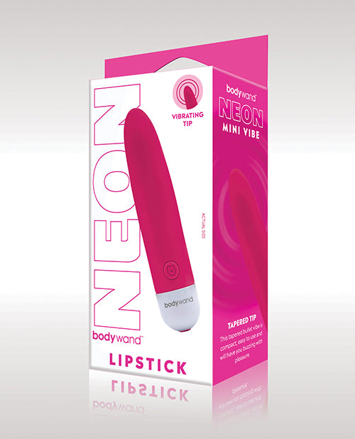 Bodywand Mini Lipstick Rechargeable Silicone Vibrator - Discreet Personal Massager for Women, Waterproof & Travel-Friendly - Perfect for Solo Play, Couples & Stress Relief (Neon Pink)