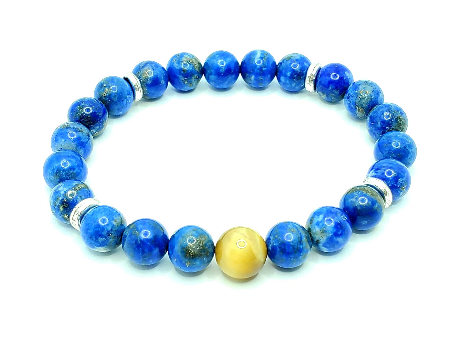 Natural Lapis Lazuli & Golden Tiger Eye Beaded Bracelet for Women - Abundance of Freedom Spiritual Healing Jewelry - Perfect for Meditation, Yoga & Positive Energy