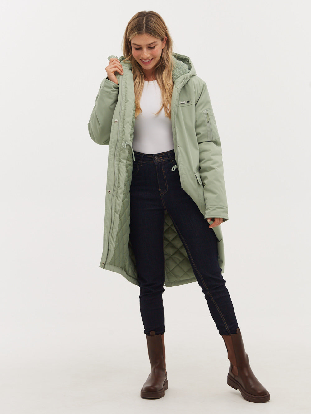 Stylish Rudie Hooded Long Parka Coat for Women - Waterproof Winter Jacket with Warm Fleece Lining - Perfect for Outdoor Activities, Hiking, and Cold Weather Fashion