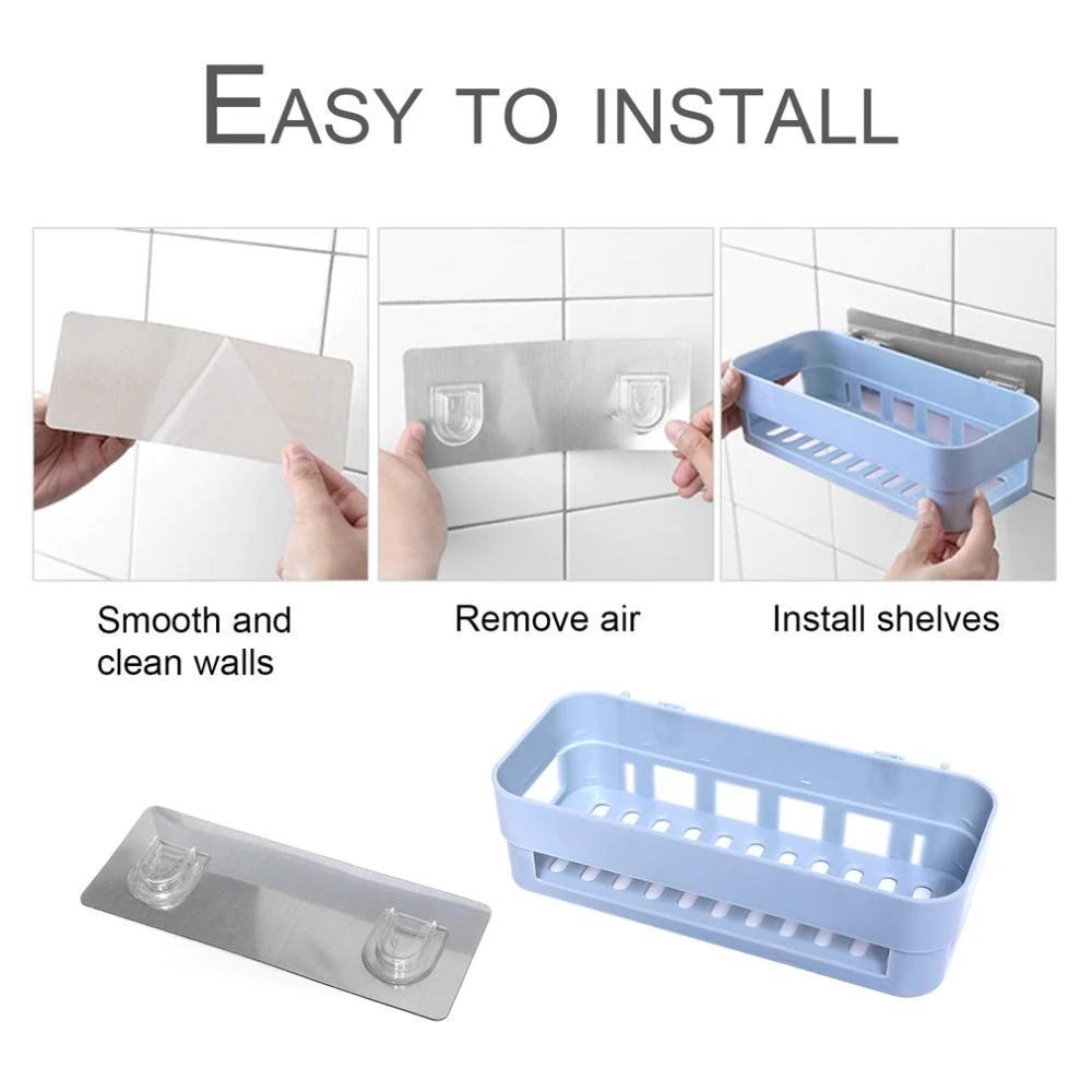 POXEFLIP Multipurpose Wall Mounted Shelf - Plastic Bathroom & Kitchen Storage Rack, Hanging Organizer for Toiletries, Spices, Cosmetics - Perfect for Small Space Organization in Bathroom, Kitchen, Office