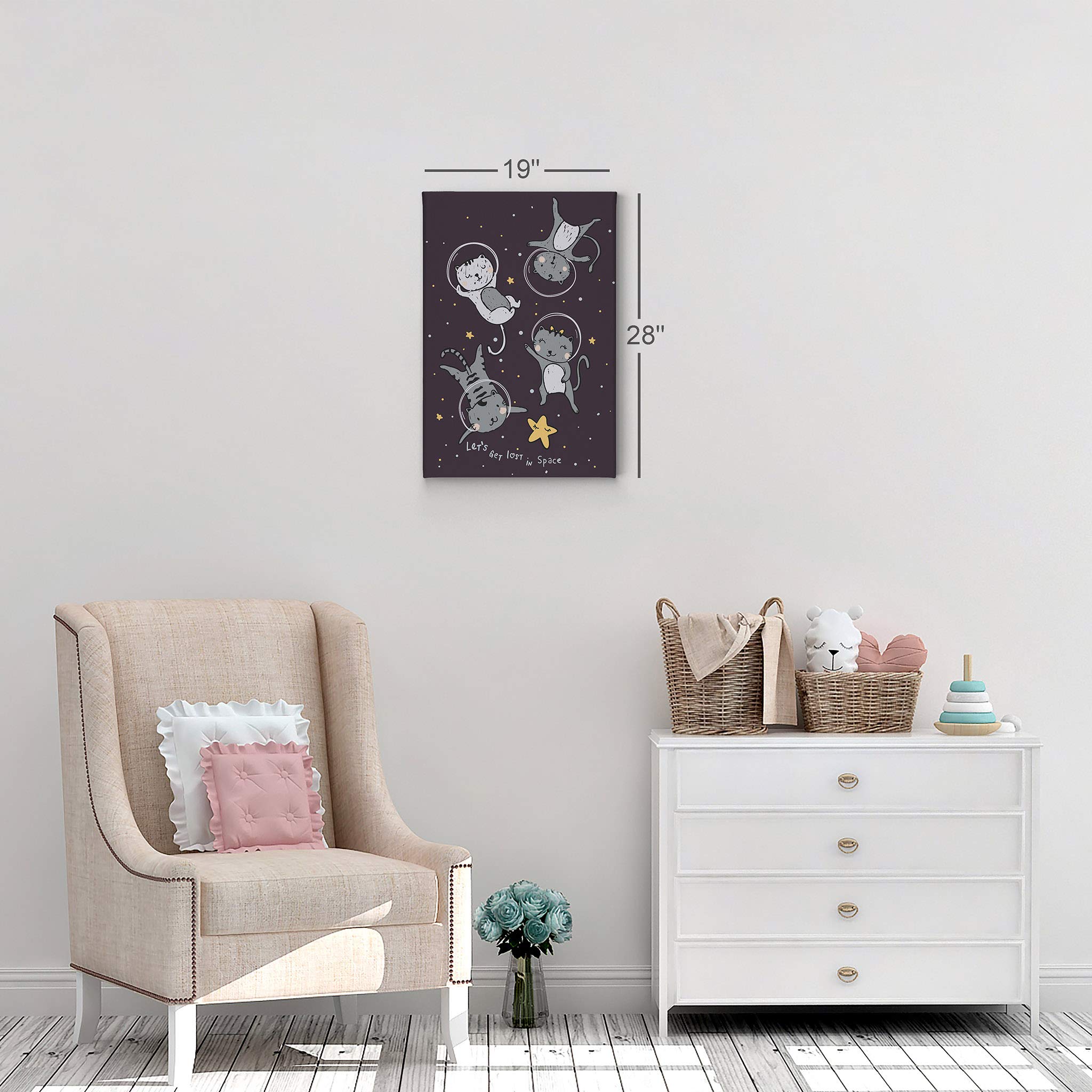 Astronaut Cats in Space Canvas Wall Art - 40x30 Inch Ready to Hang Space-Themed Nursery Decor | Kids Room Decor, Baby Room Wall Art | Made in USA | Perfect for Space-Themed Bedrooms & Playrooms