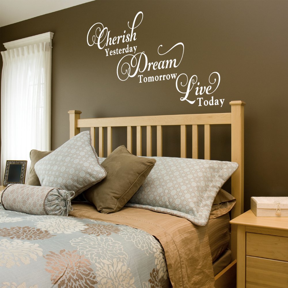 Inspirational Vinyl Wall Decal Sticker - 'Cherish Yesterday, Dream Tomorrow, Live Today' Quote Art for Home & Office Decor | Perfect for Bedroom, Living Room & Workspace Motivation