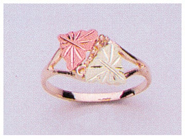 10kt Three-Tone Gold Red & Green Leaves Ring - Size 4-8, Prospector Gold Setting (643-602) | Perfect for Nature Lovers, Holiday Gifts & Everyday Jewelry