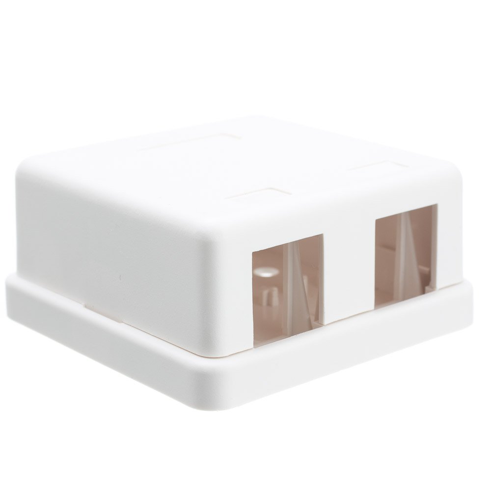8 Port Keystone Jack Surface Mount Box - White, Network Wall Plate for Cat5e/Cat6 Ethernet, Home Theater & Security System Installation - Ideal for Office, Home & Data Center Cable Management