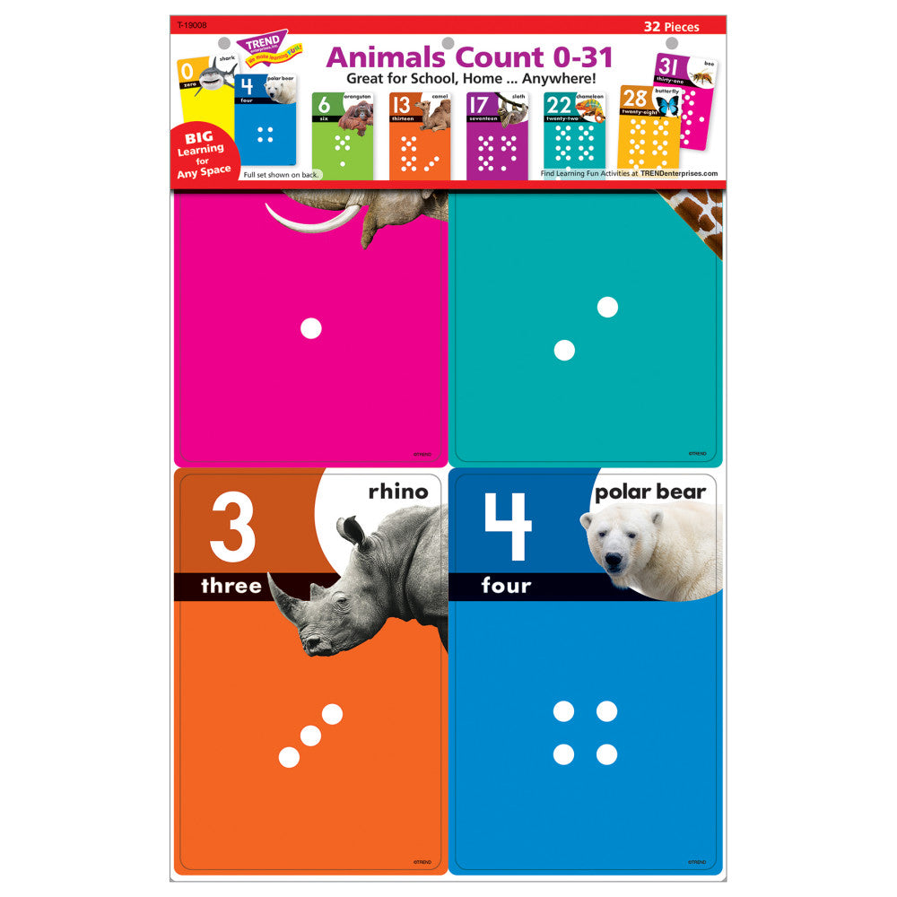 Animals Count 0-31 Educational Math Learning Cards Set - Interactive Number Flashcards for Kids Classroom & Homeschool Activities