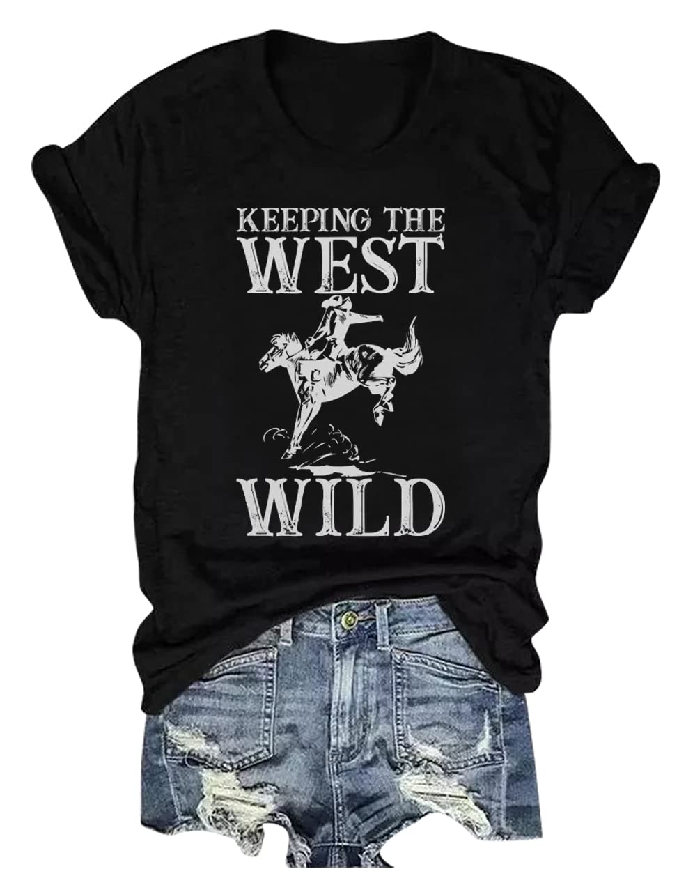 Cowgirl T-Shirt for Women - Western Graphic Tee for Summer & Country Music Fans - Casual Short Sleeve Top for Concerts & Festivals