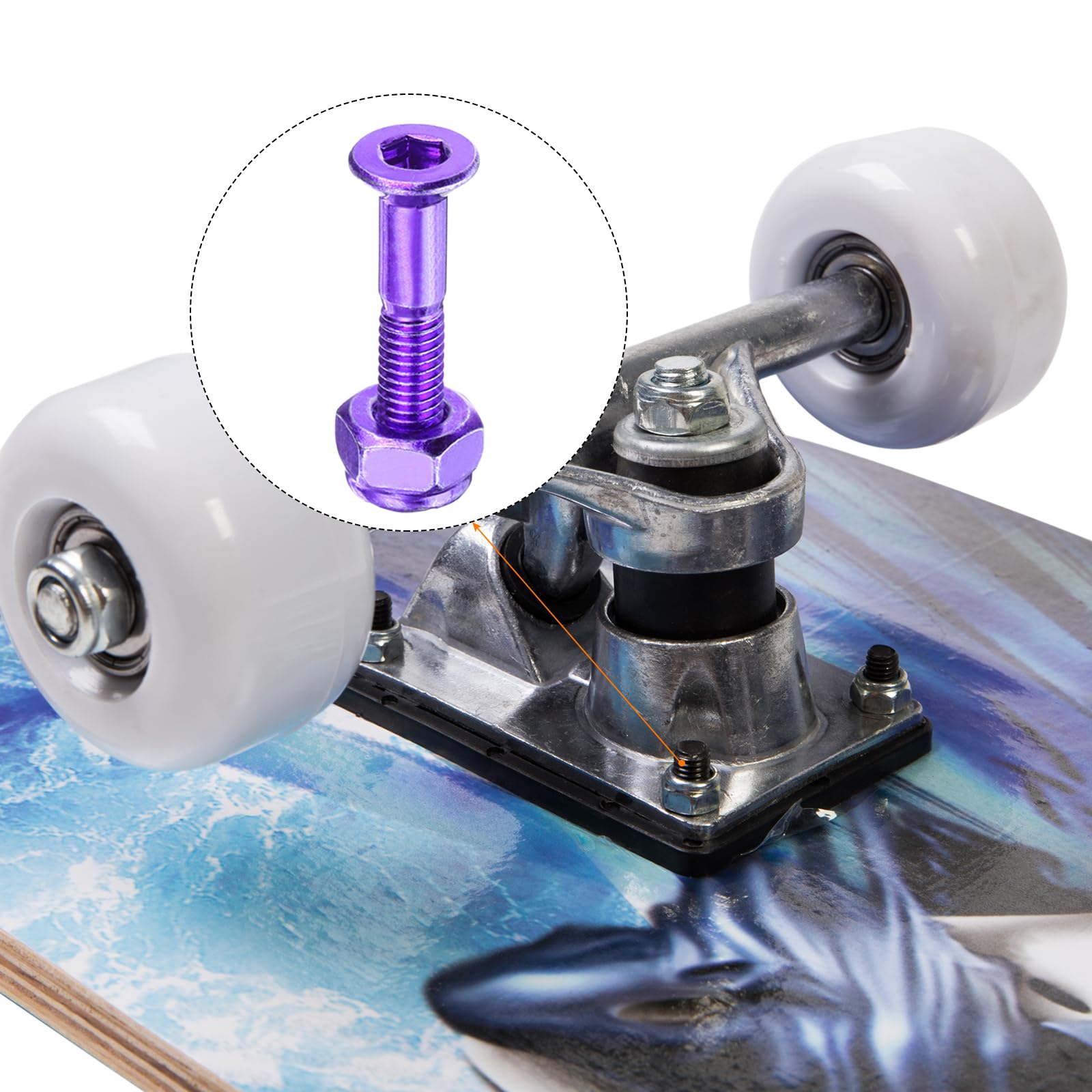 PATIKIL Skateboard Hardware Bolt Set - Carbon Steel Truck Mounting Screws & Nuts for Skateboard & Cruiser | Durable Skateboard Accessories for Street & Park Riding