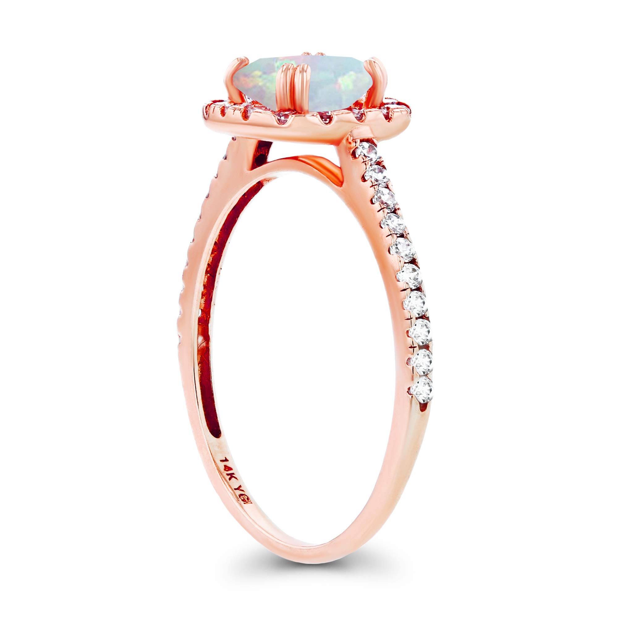 14K Rose Gold 6mm Cushion Cut Natural Birthstone & White Sapphire Halo Engagement Ring for Women - Size 7 | Perfect for Proposals, Anniversaries & Special Occasions