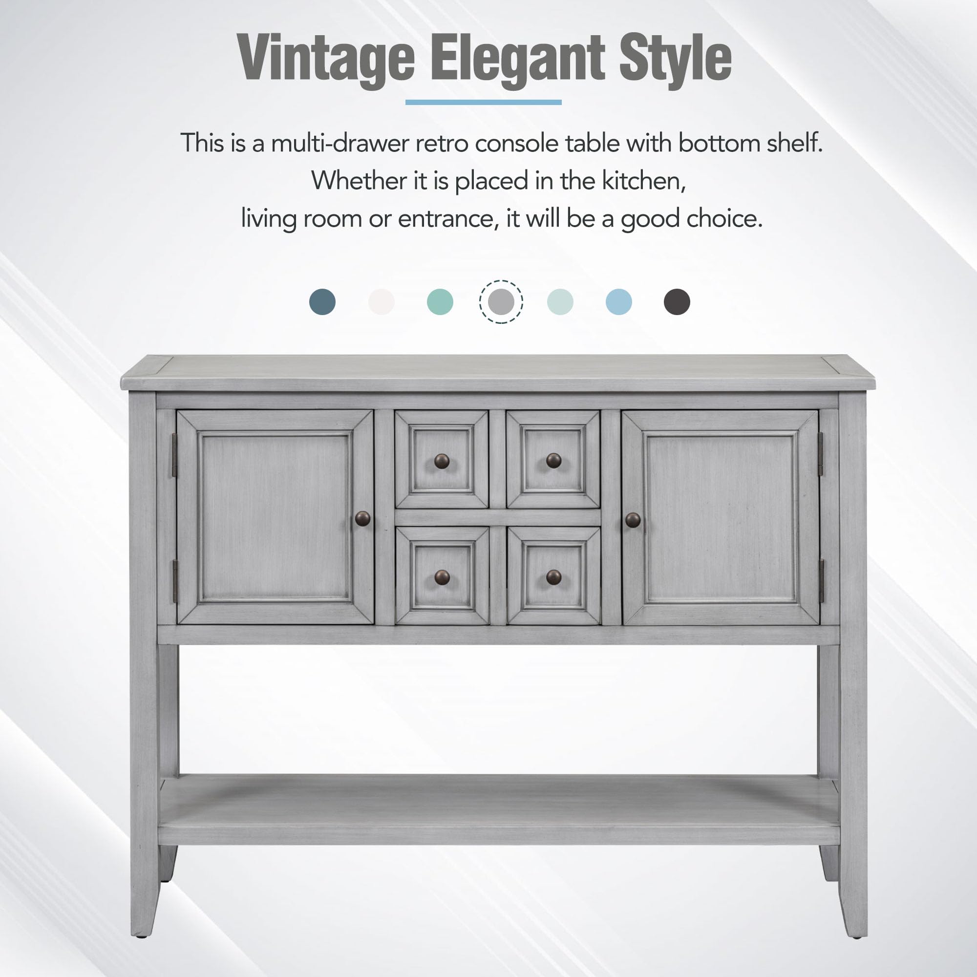 Harper & Bright Buffet Table with Drawers & Cabinets - Kitchen Storage & Sideboard for Dining Room (Antique Grey)