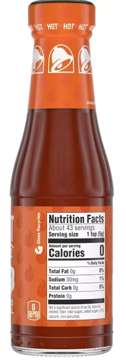 Taco Bell Hot Sauce Bottle 7.5 oz (2-Pack) - Authentic Restaurant Style Hot Sauce for Tacos, Burritos & Nachos - Perfect for Home Cooking, Parties & Mexican Food Lovers