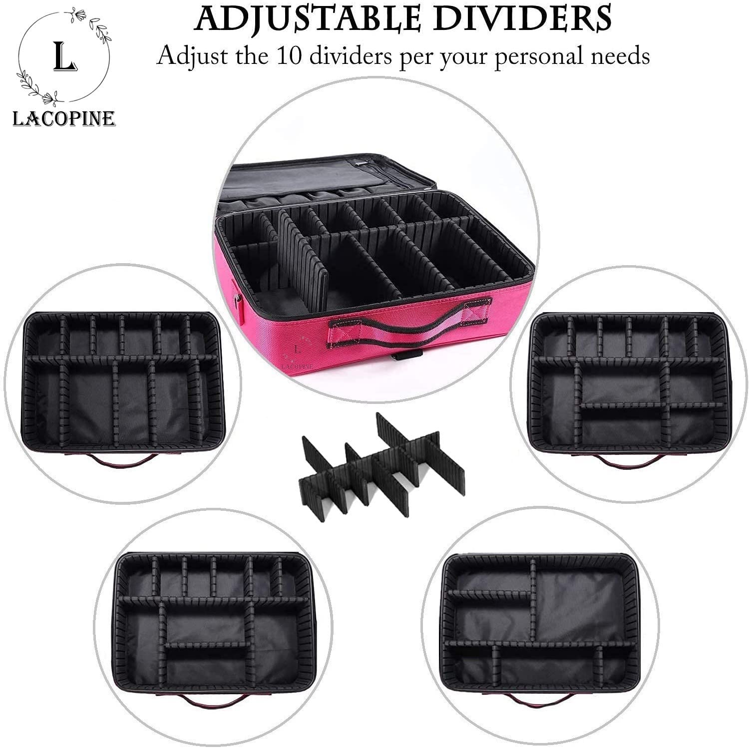 LACOPINE 30cm Polyester Casual Makeup Pouch - Pink Cosmetic Organizer Bag for Travel, Gym & Everyday Use