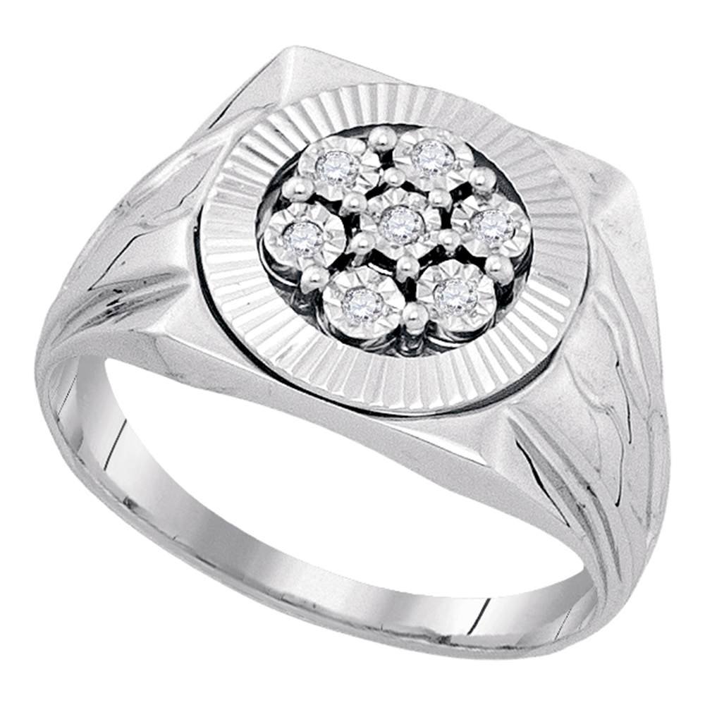 Sonia Jewels 925 Sterling Silver Round Diamond Engagement Ring - Prong Set Flower Center Setting (1/10 cttw) | Wedding Proposal, Anniversary Gift, Valentine's Day Jewelry for Her