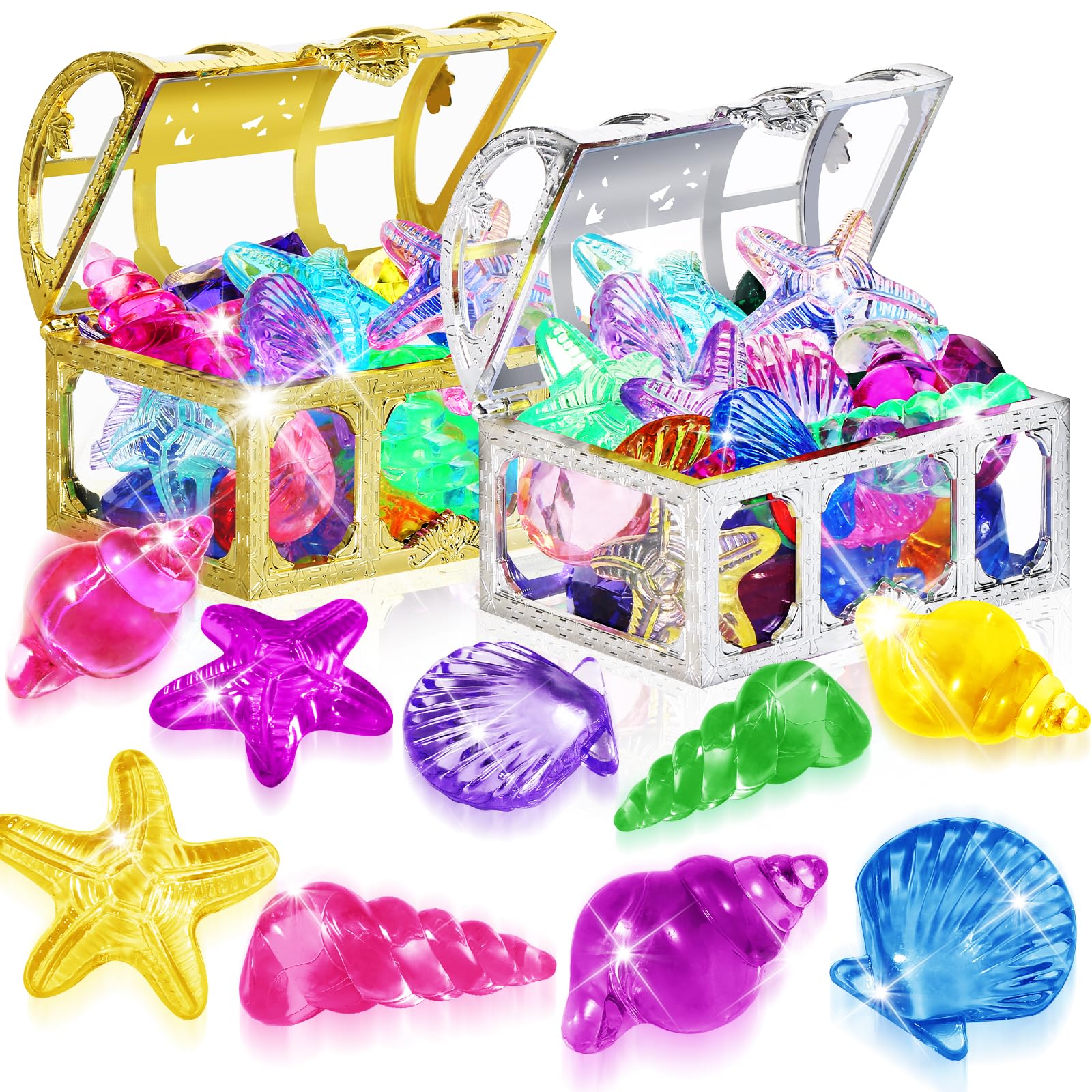 36 Pcs Dive Gems Pool Toys Set for Kids Ages 4-12 - Assorted Diving Gems with 2 Treasure Boxes - Fun Summer Water Toys for Boys & Girls - Perfect for Pool Parties, Beach Games & Underwater Treasure Hunts