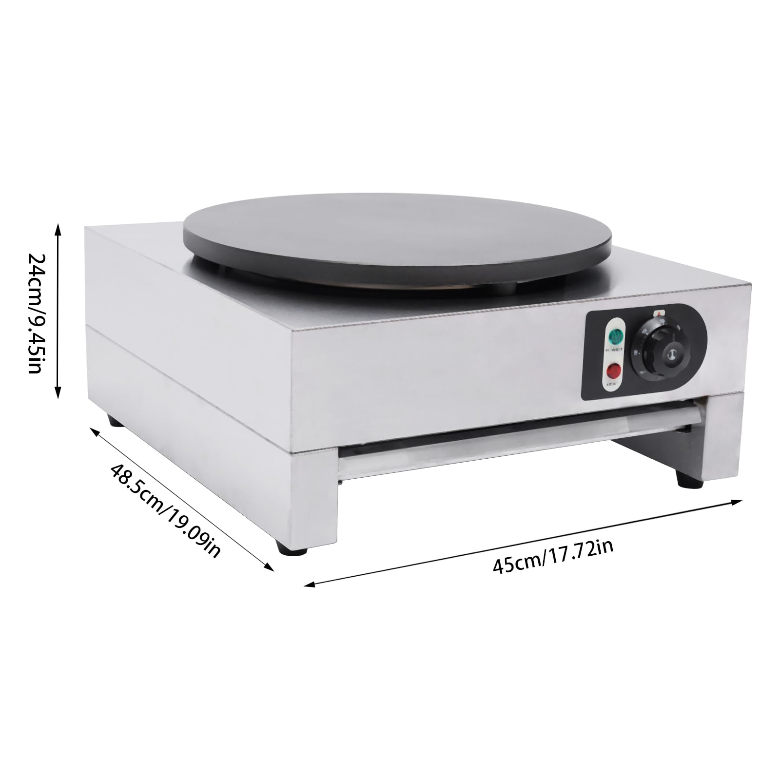 Electric Crepe Pancake Maker - 16 Inch Nonstick Cast Iron Crepe Griddle with Adjustable Temperature (122-572℉) for Crepes, Tortillas, Blintzes - Perfect for Restaurants, Cafes & Home Breakfast Cooking