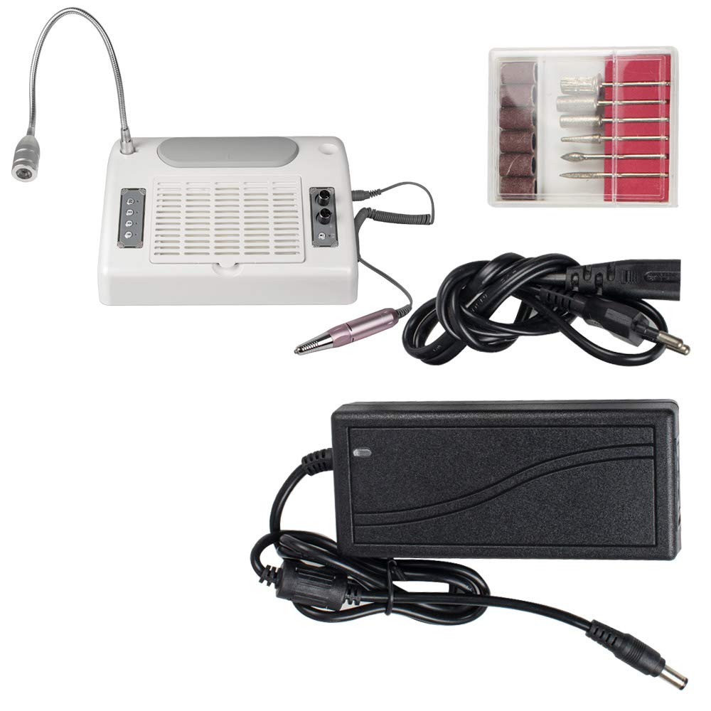 Lolicute 5-in-1 Electric Nail Drill Machine with 30000RPM & Vacuum Dust Collector - Professional Nail File Kit for Salon & Home Manicure Pedicure | Perfect for Nail Art, Acrylics & Gel Extensions (Fast US Shipping)