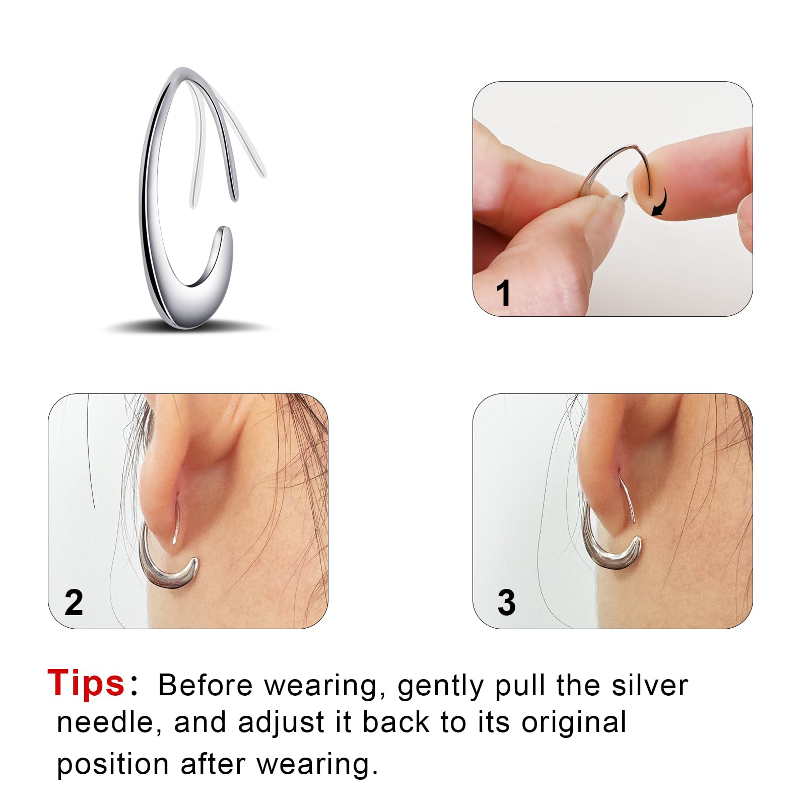 925 Sterling Silver Tiny Teardrop Hoop Earrings for Women - Dainty Pull-Through Drop Dangle Earrings | Perfect for Everyday Wear, Date Nights & Special Occasions
