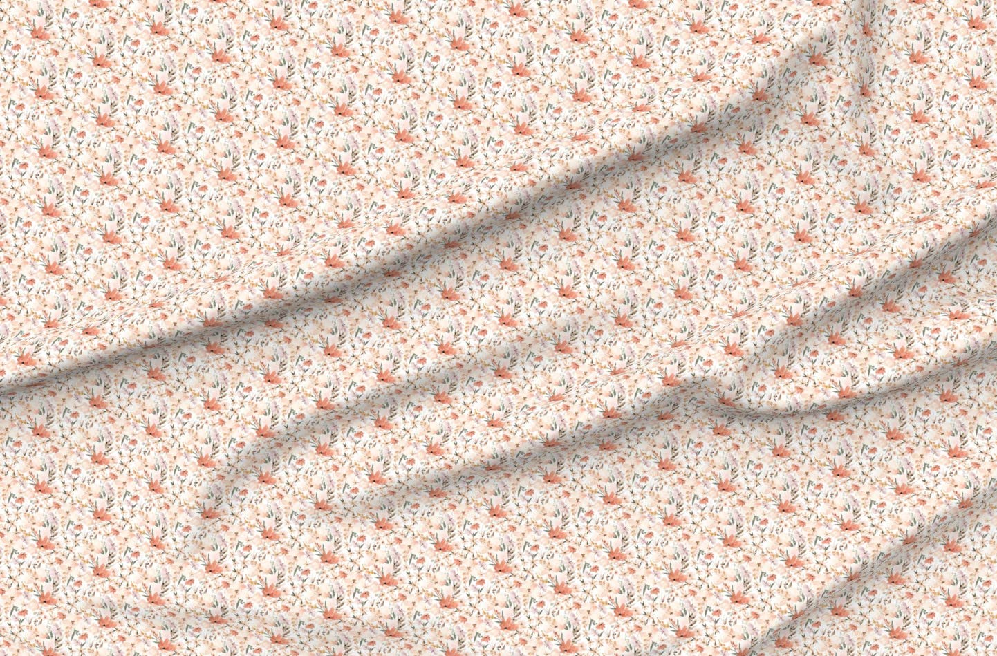 Mini Micro Earth Floral Print Chiffon Fabric by The Yard - Peach Floral Flowers Design for Girls Spring Summer Dresses, Sewing Fashion Apparel & Home Decor | Perfect for DIY Clothing, Curtains, and Craft Projects